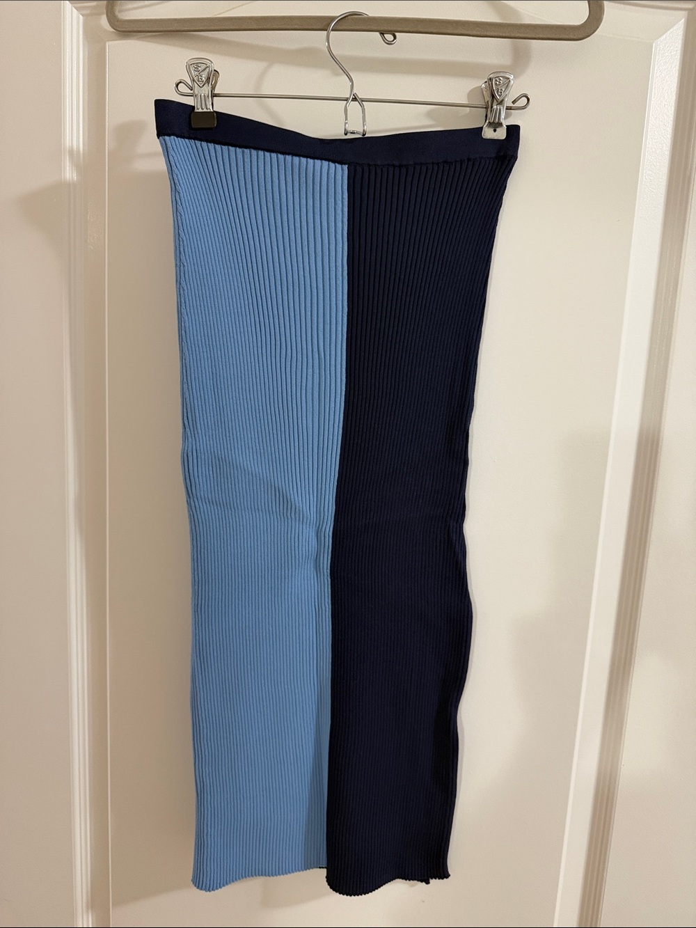STAUD Two-Tone Ribbed Joggers in Light Blue & Navy